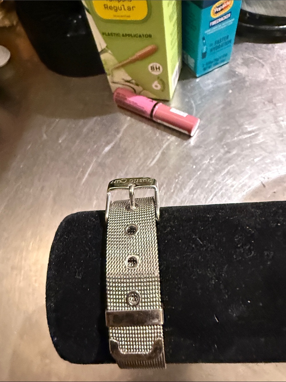 Rustic Cuff Silver Mesh Bracelet Watch Band for Women - Polished Metal